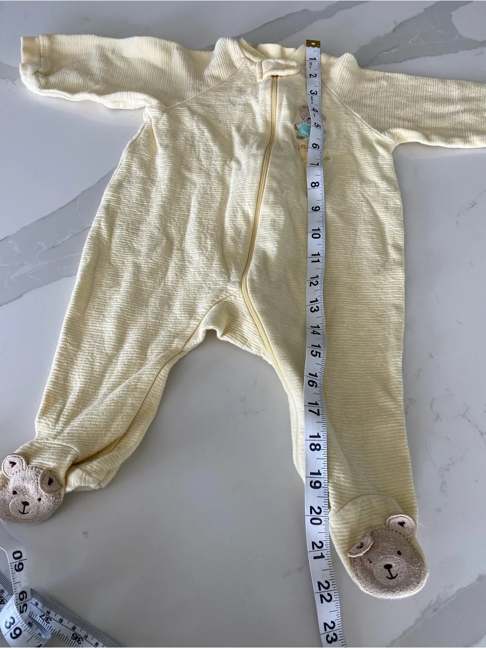 Vtg Carter’s ribbed Footed Zip Coverall One-Piece Bear Embroidered sleeper 3-6M